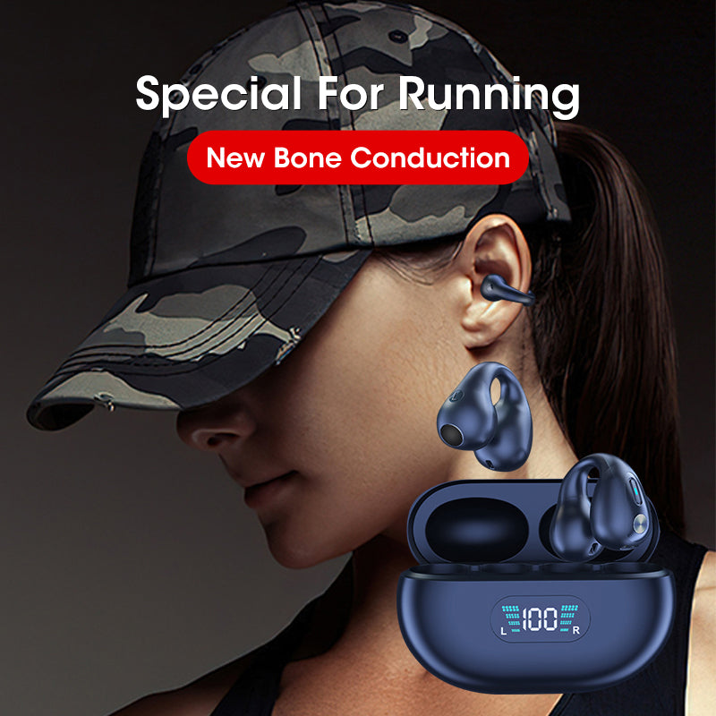 Bone Conduction Bluetooth 5.3 Headphones – Wireless Sports Ear Clip with HiFi Bass